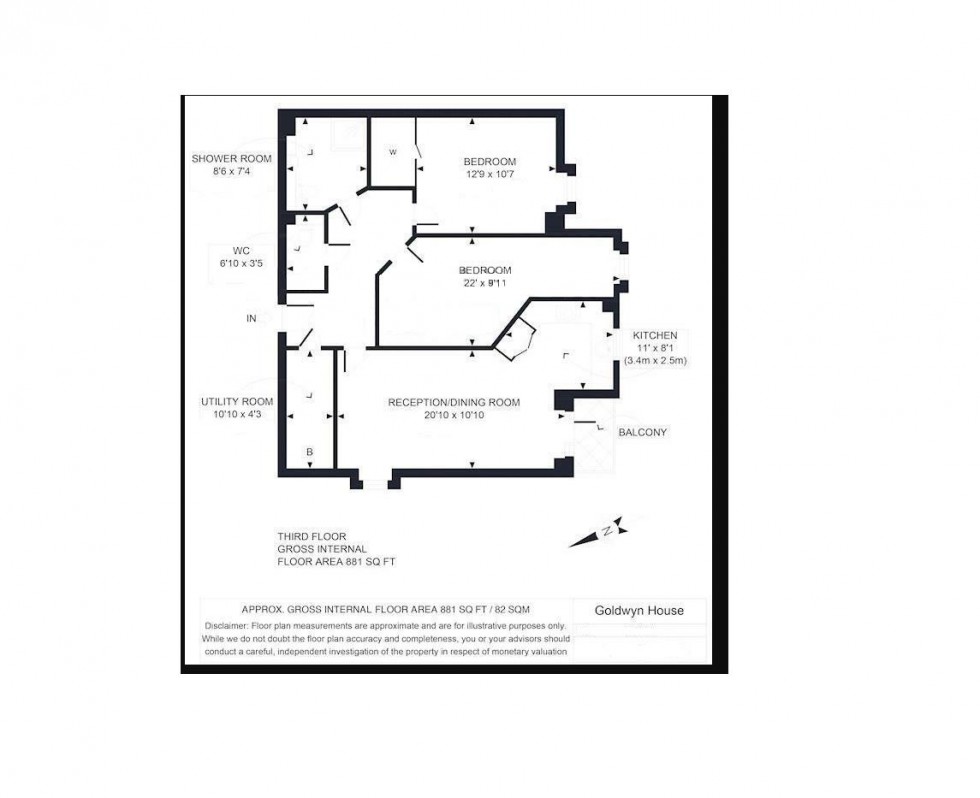 Floorplan for Goldwyn House,Studio Way, Borehamwood