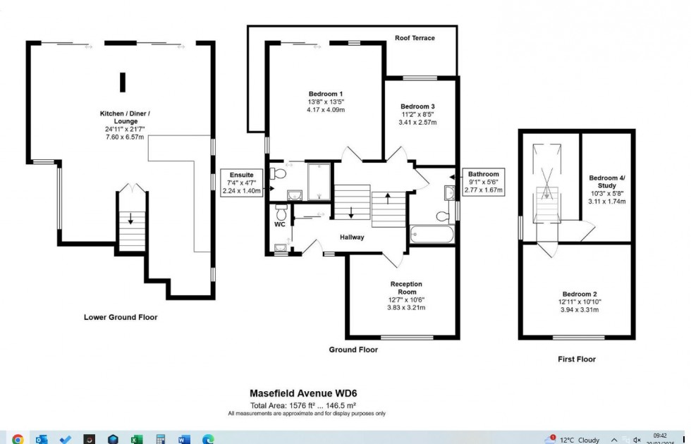 Floorplan for Masefield Avenue, Borehamwood